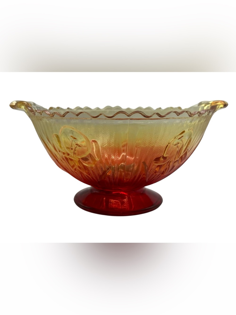 Vintage Jeannette Glass Company Iris and Herringbone Pattern Footed Candy Dish - Picture 1 of 11